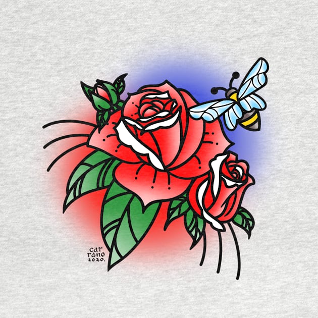 Roses & Bee by Mhaddie